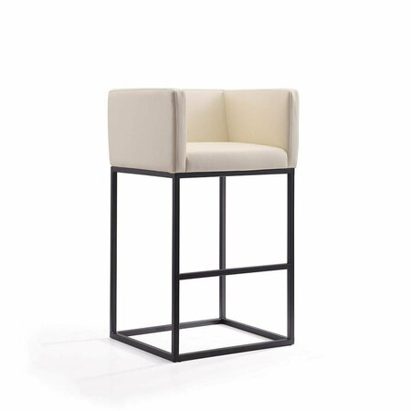 CELEBRACION Embassy Cream & Black Metal Barstool 38 x 21 x 20.5 in. CE1832606